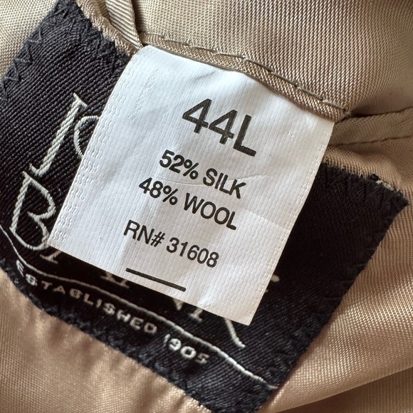 Jos A Bank 44L Brown Check Plaid Silk Wool Mens Blazer Sport Coat Jacket - Picture 6 of 8